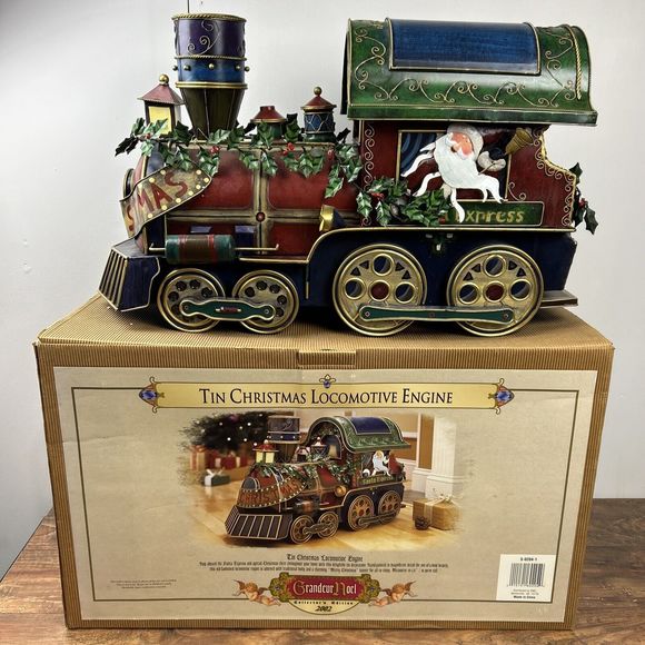 Grandeur Noel Tin Christmas‎ Locomotive Engine Collectors Edition Train w/ Box - Picture 1 of 16